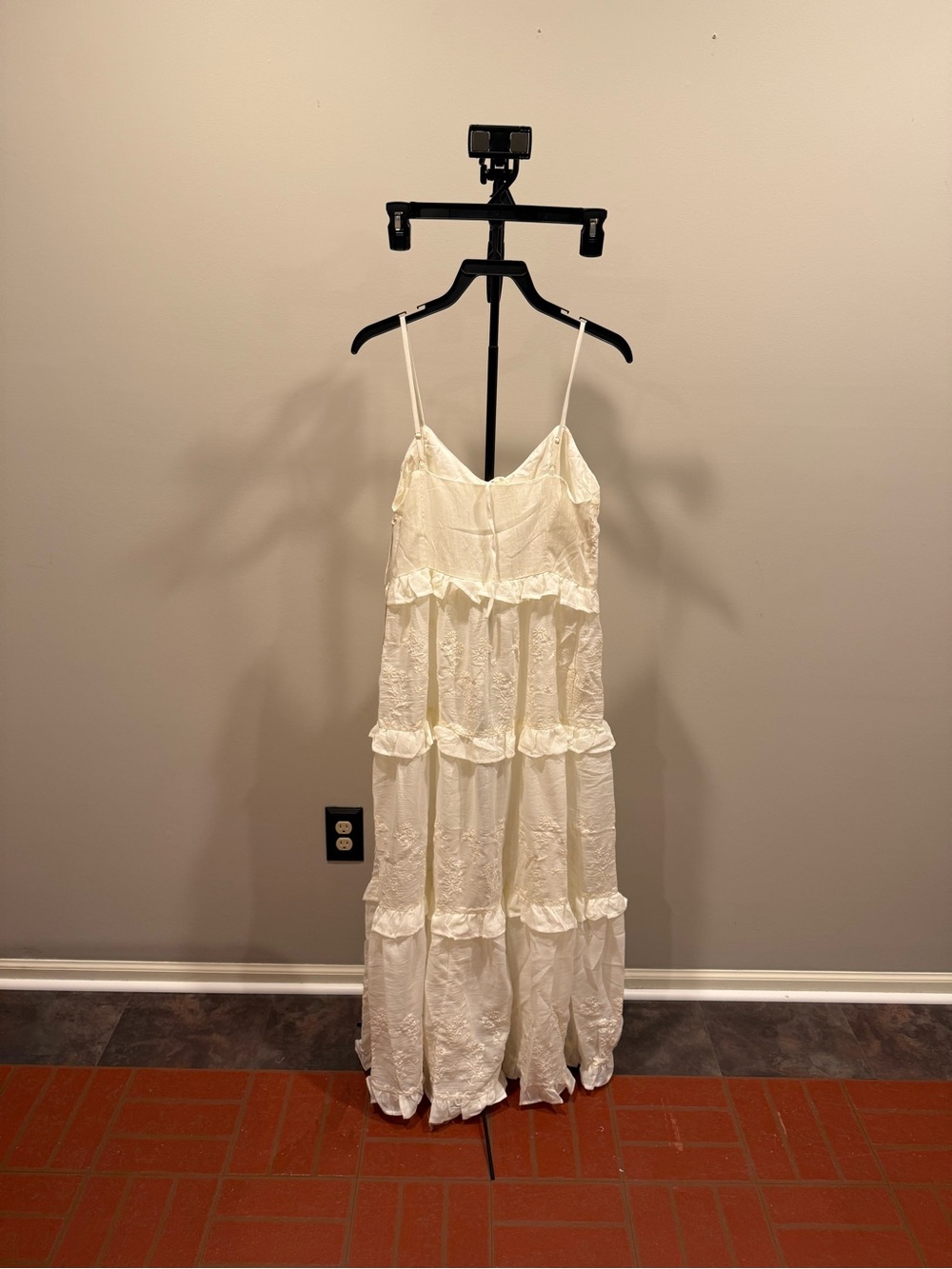 Altar'd State Cream Embroidered Ruffle Slip Dress Kimono - Picture 6 of 6